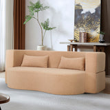 2 In 1 Convertible Full Size Folding Loveseat Couch With Soft Teddy Fabric