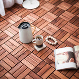 Acacia Wood Interlocking Deck Tiles Checker Pattern For Outdoor Flooring