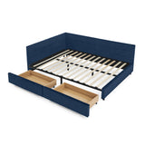 Upholstered Bed Frame With Tufted Backrest And Armrests