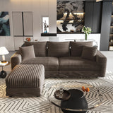 Deep Seat Convertible Sofa With Soft Pillows And Ottomans