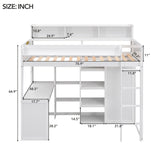 Loft Bed With Built In Desk, Storage Shelves, And Wardrobe
