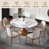 Round Modern Marble Dining Table With Chairs