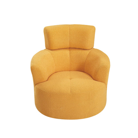 360° Swivel Chair Upholstered Accent Barrel Chair With Adjustable Headrest