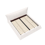 Upholstered Platform Bed With Special Shaped Velvet Headboard