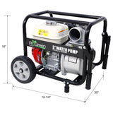 Honda - Gx160 Engine Water Pump 3" 264Gpm With Accessories Kit And Handle Wheel Kit - Black / Red