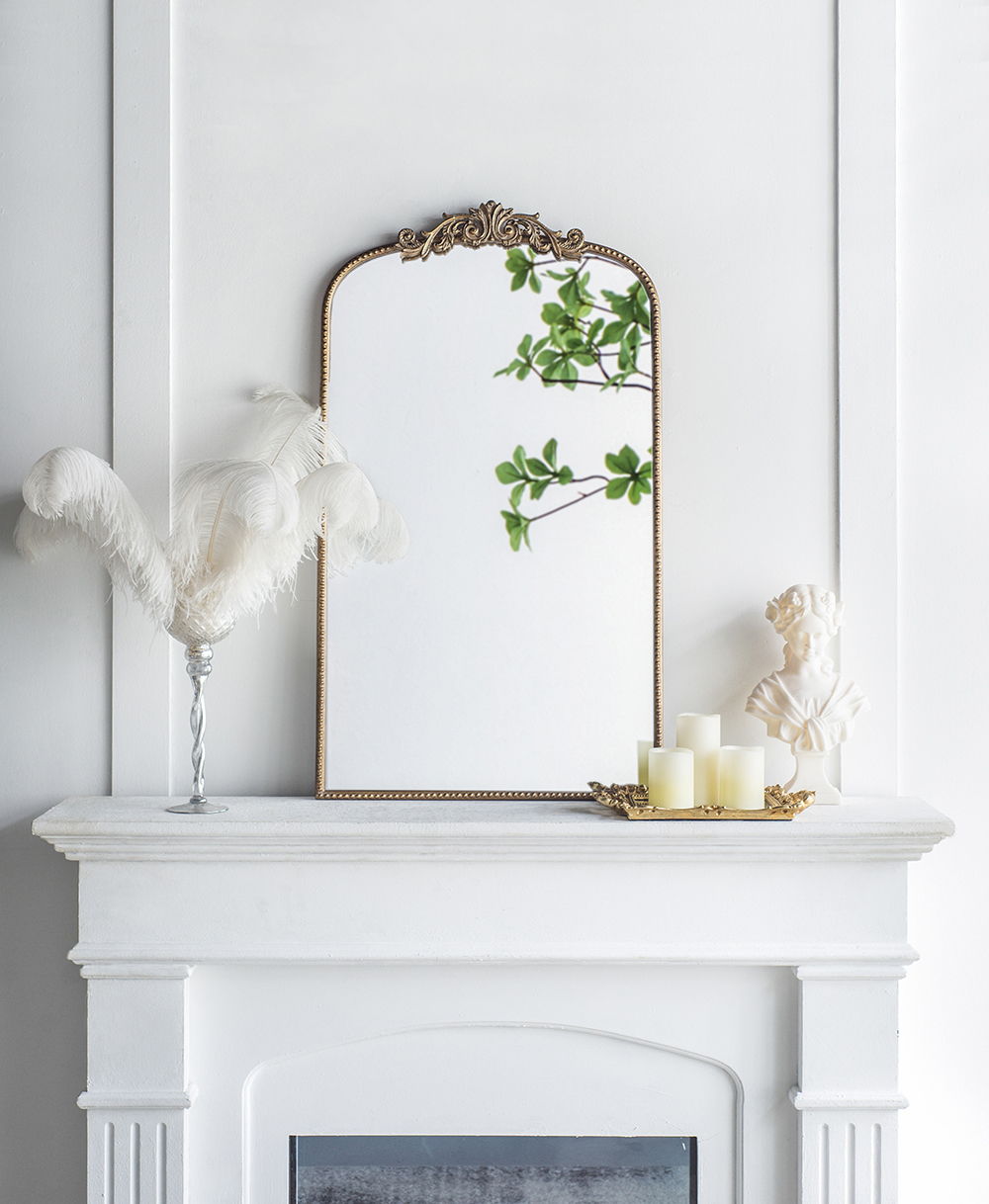 Arch Mirror, Baroque Inspired Wall Decor For Bathroom, Bedroom, Living Room