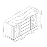 Stacey - Buffet With Storage Drawers And Marble Detailing - Black / Marble