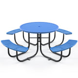 Round Outdoor Steel Picnic Table 46" With Umbrella Pole