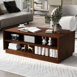 Modern Rectangle Coffee Table With 4 Drawers And 2 Display Shelves