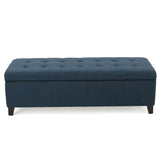 Nebulous - Fabric Upholstered Ottoman With Storage And Diamond Tufted Seat - Navy Blue