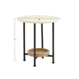 Oval End Table With Metal Legs - White / Natural