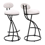 Round Print Bar Stools Upholstered Chairs For Kitchen (Set of 2)