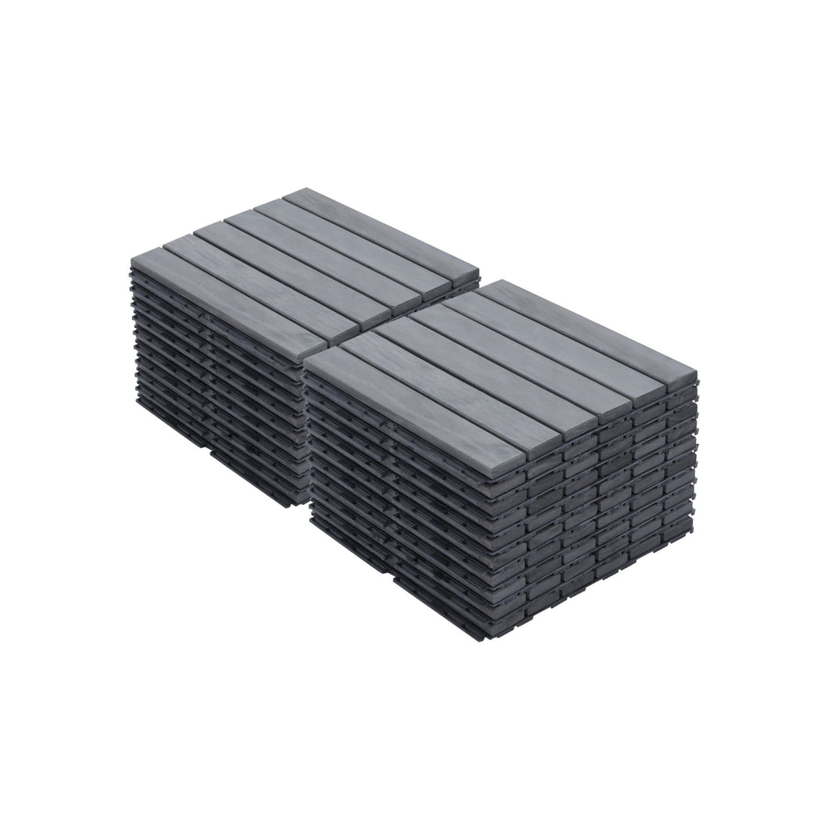 Interlocking Deck Tiles Striped Pattern, Waterproof Anti Mildew Brown