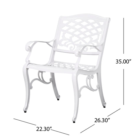 Unravel - Outdoor Arm Chair With Scroll Design And Floral Accents (Set of 2) - White