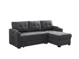 Mabel - Woven Fabric Sleeper Sectional With Cupholder, USB Charging Port nd Pocket - Dark Gray