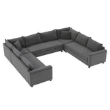 Modular Sectional Reversible U Shaped Couch Set, Free Combination Minimalist Style, Oversized 8 Seat Convertible Sofa
