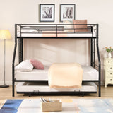 Twin Over Full Modern Metal Bunk Bed With Trundle - Black