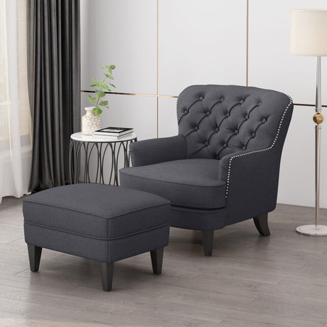Enchante - Living Room Set With Tufted Back Club Chair And Ottoman