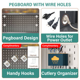 Tall Kitchen Pantry Cabinet With Flip Doors And Pegboard, Anti Tip Steel Storage Hutch