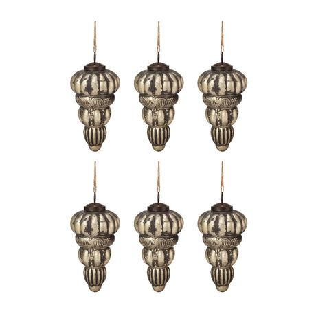 Tear Drop Ornament, Glass Decorative Hanging Christmas Tree Ornaments For Holiday Party Decorations (Set of 6) - Silver