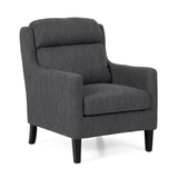 Contemporary Club Chair With Upholstered Fabric And Rubberwood Legs