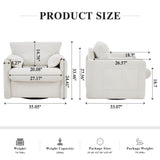 Swivel Modern Swivel Accent Chair Single Seater 360° Rotating For Living Room, Bedroom - Ivory White