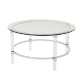 Tempered Glass Round Coffee Table With Four Legs - Clear