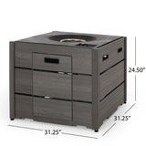 Rustic Style Outdoor Square Propane Fire Pit, 40,000 Btu