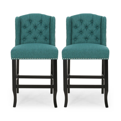 Vienna - Fabric Tufted Counter Stool With Nailhead Accents (Set of 2)