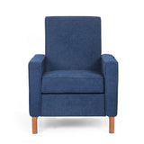 Mid Century Modern Club Chair With Upholstery And Rubberwood Legs - Navy Blue