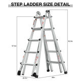 22' Aluminum Multi-Position Ladder With Wheels, 300 Lbs Weight Rating - Metallic Gray