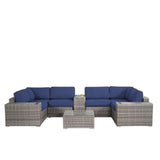 Modern Patio Rattan Sectional Set With Cushions