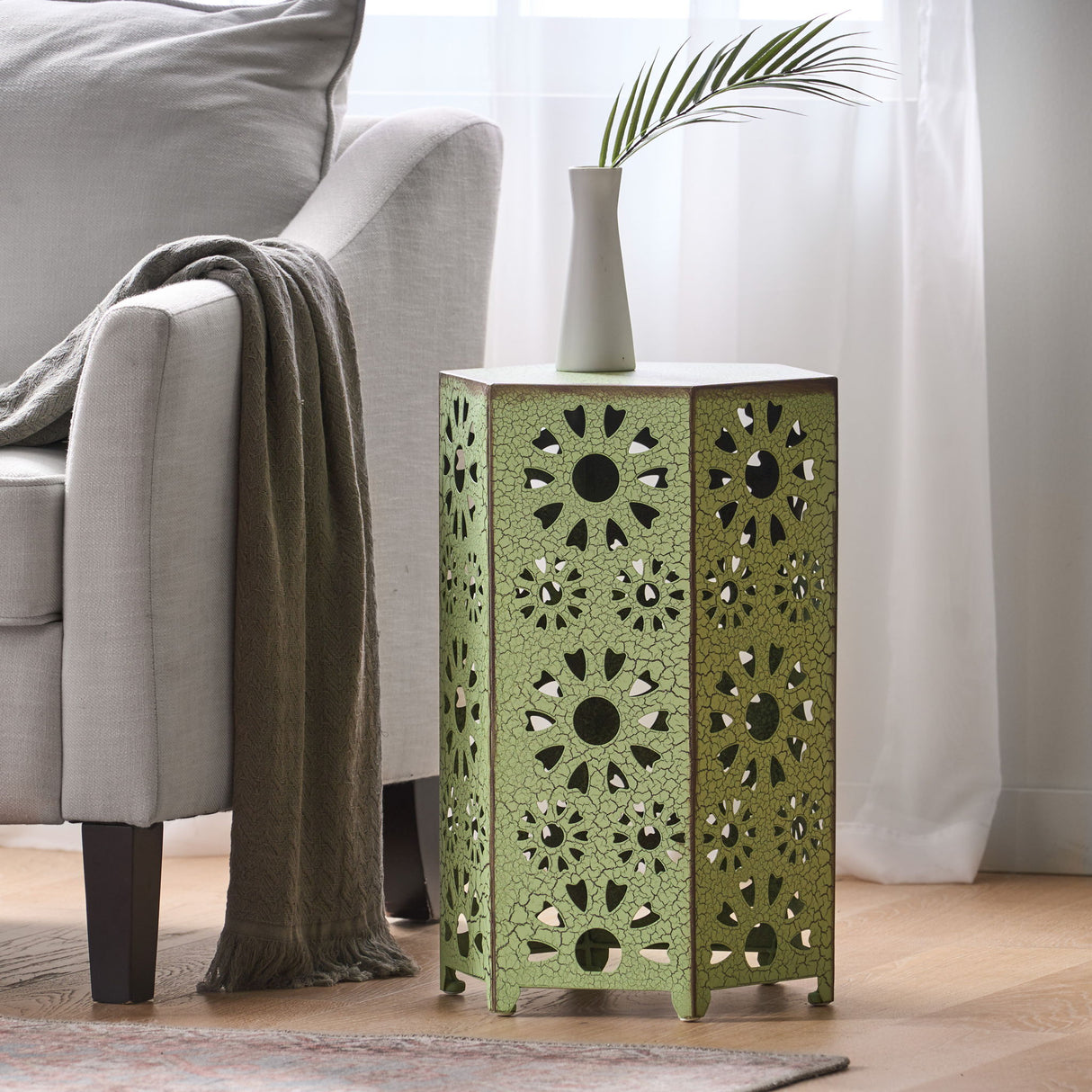 Galore - Side Table With Sunburst Cut Out Design