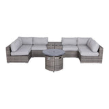 Wicker Outdoor Lounge Set With Cushions And Fire Pit