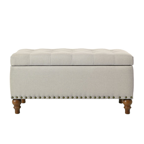 Upholstered Ottoman With Storage And Rivet Trim
