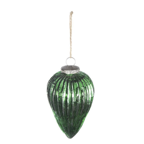 Tear Drop Ornament, Glass Decorative Hanging Christmas Tree Ornaments For Holiday Party Decorations (Set of 6) - Green