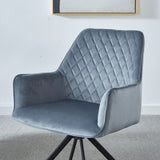 Modern Desk Chair No Wheel, Ergonomic Office Chair Home Office Upholstered Chair, Computer Chair For Bedroom, Reception Room, Living Room With Metal Legs - Blue