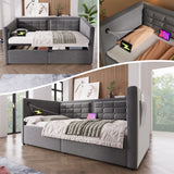 Upholstered Hydraulic Storage Daybed With USB & Type C Charging