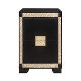 Lively - Nightstand With Glitter Detail And Thick Bar Handle Hardware - Black