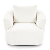 360° Swivel Barrel Sofa Chair With Throw Pillow, Chenille Upholstered Accent Chair