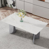 Modern Minimalist Dining Table With Marble Glass Top