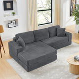 Modern Minimalist L Shape Modular Sectional Sofa, Corduroy Couch