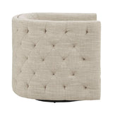 Swivel Chair With Tufted Barrel Design And Nailhead Accents