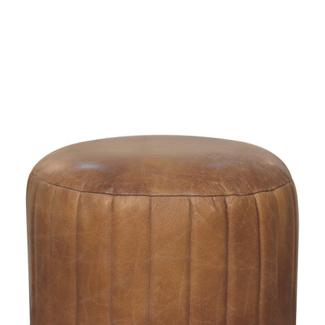 Buffalo - Leather Boucle Footstool - Brown