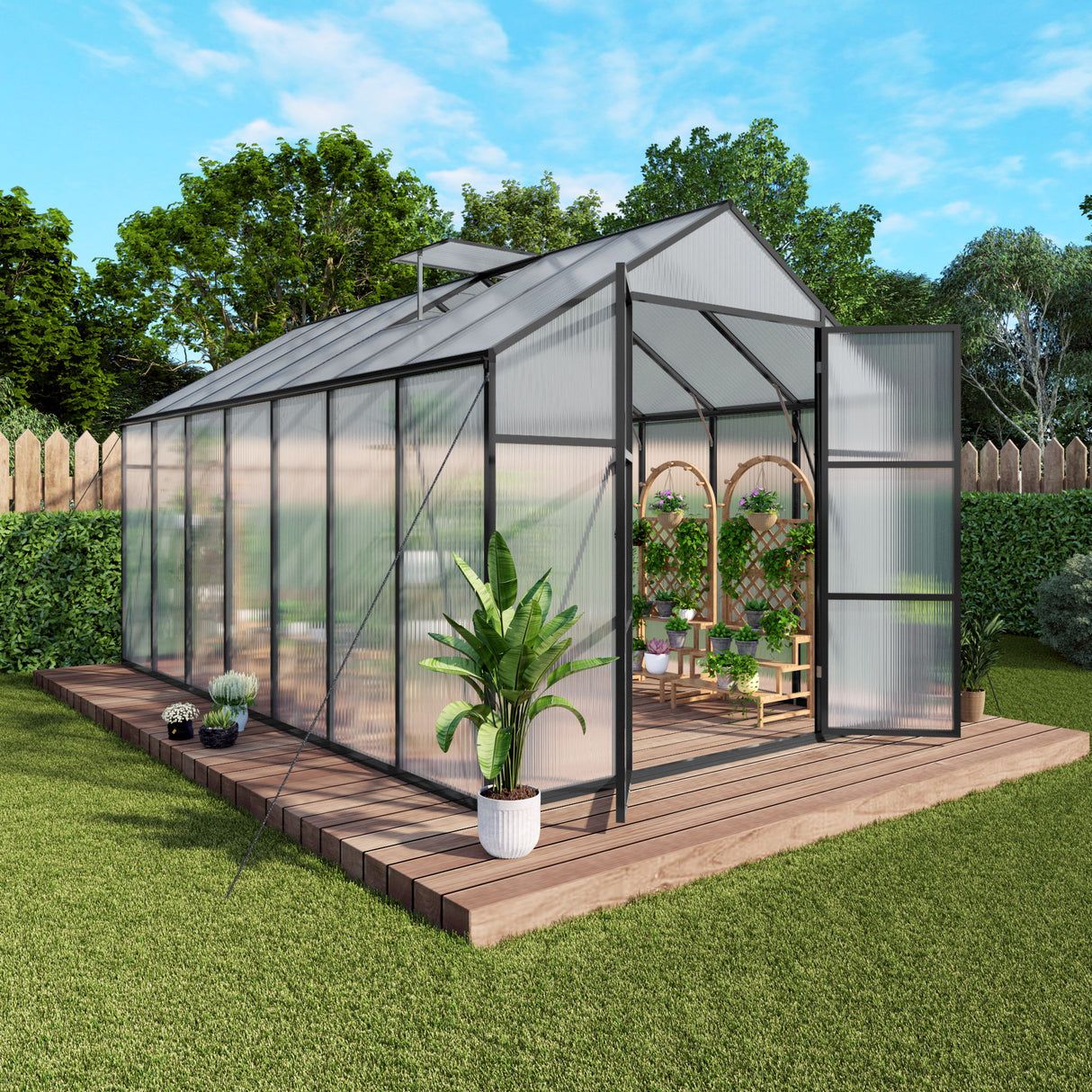Gain Height Windproof Greenhouse All Season Outdoor Garden Shelter