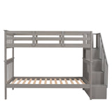 Stairway Bunk Bed With Storage And Guard Rail For Bedroom