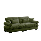 Modern Velvet Sofa With Bolstered Armrests And Pillows