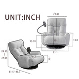 Adjustable Swivel Lounge Chair With 360 Degree Rotating Seat And Headrest Support