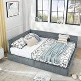 Mid-Century Storage Upholstered Tufted Bed Frame With Backrest And Armrests