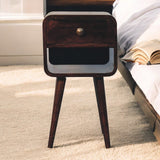 Mini California Curved Nightstand Wth Lower Slot